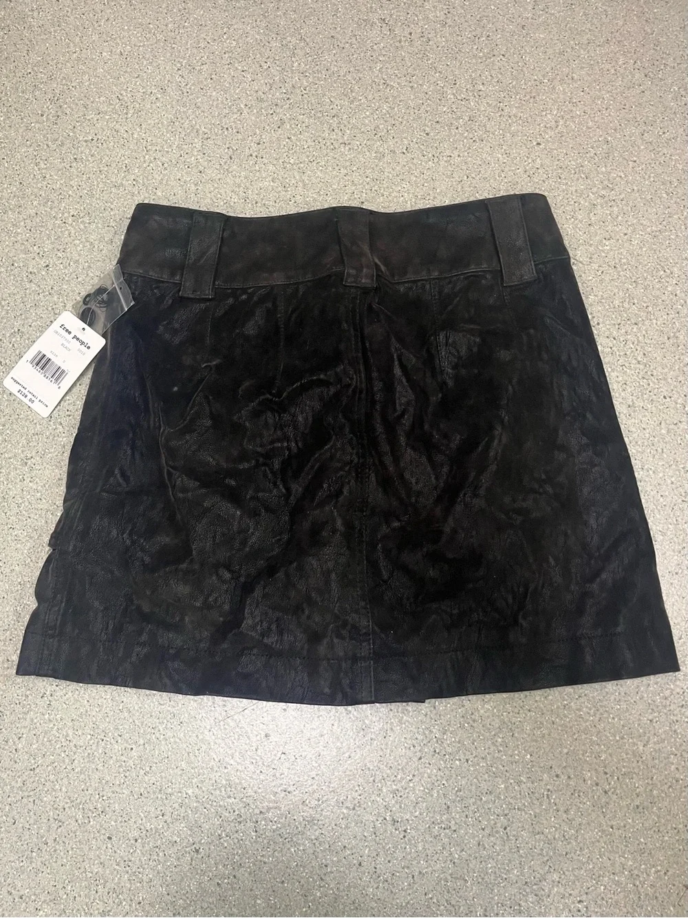 Free People Carson Black Leather Utility Wrap Mini Skirt NWT Size 0